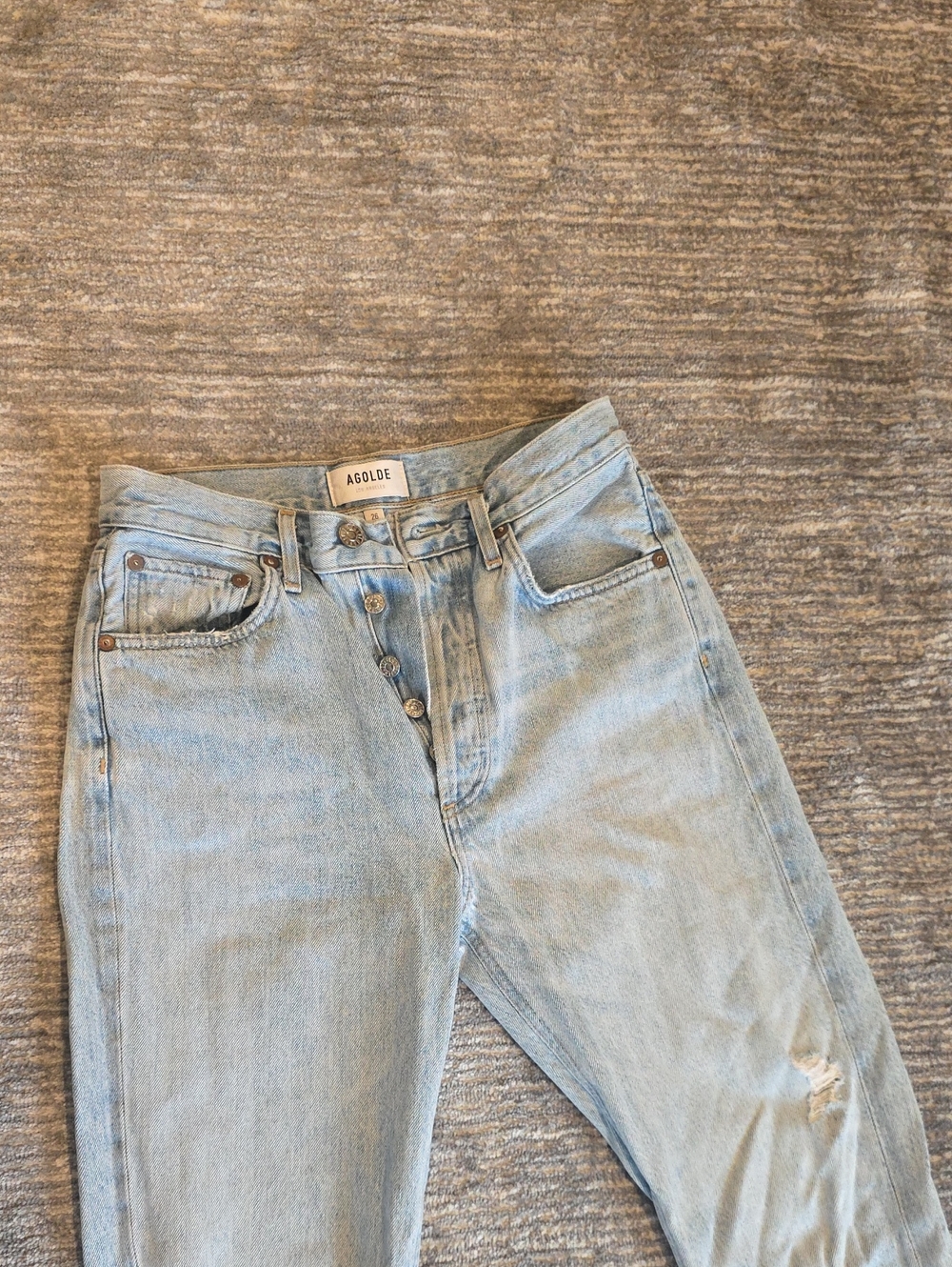 Agolde Light Blue High-Rise Button-Fly Jeans